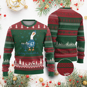 67 Six Seven Silly Goose Hanukkah Meme Ugly Christmas Sweater Happy Honkukkah TS14 Red Green Print Your Wear