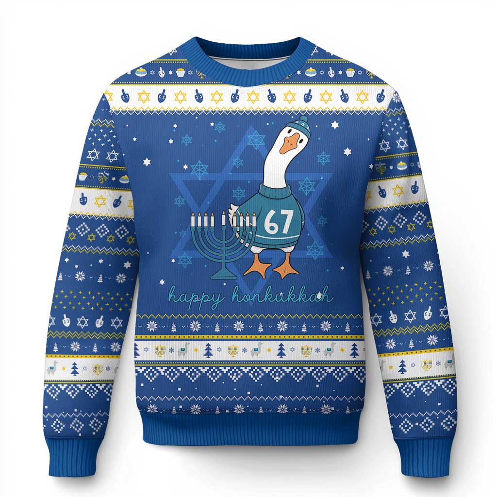 67 Six Seven Silly Goose Hanukkah Meme Hanukkah Ugly Sweater Happy Honkukkah TS14 Blue White Print Your Wear