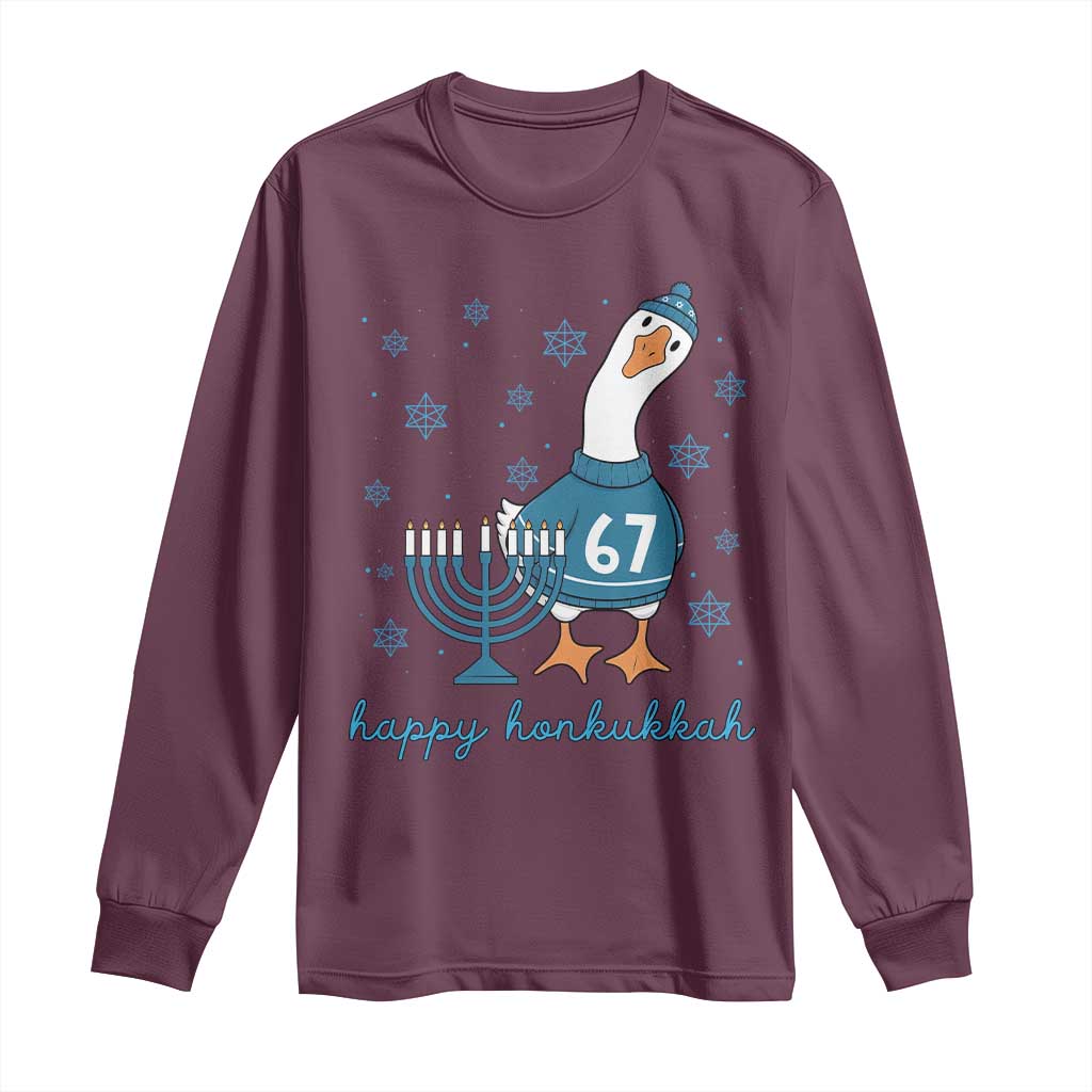 67 Six Seven Silly Goose Hanukkah Meme Long Sleeve Shirt Happy Honkukkah TS14 Maroon Print Your Wear