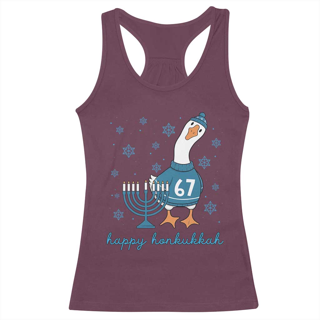 67 Six Seven Silly Goose Hanukkah Meme Racerback Tank Top Happy Honkukkah TS14 Maroon Print Your Wear