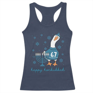 67 Six Seven Silly Goose Hanukkah Meme Racerback Tank Top Happy Honkukkah TS14 Navy Print Your Wear