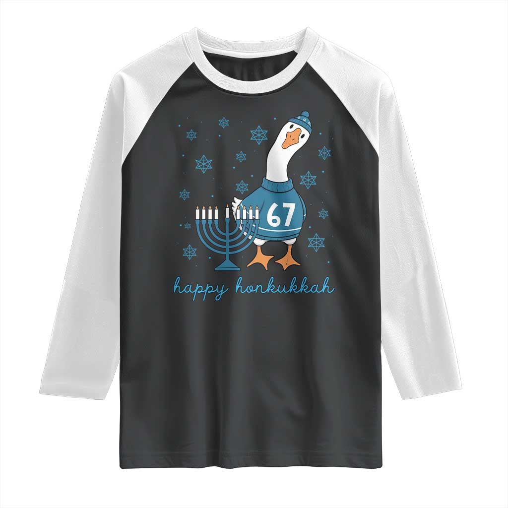 67 Six Seven Silly Goose Hanukkah Meme Raglan Shirt Happy Honkukkah TS14 Black White Print Your Wear