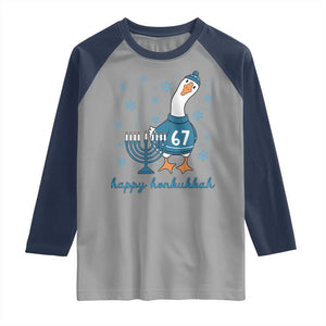 67 Six Seven Silly Goose Hanukkah Meme Raglan Shirt Happy Honkukkah TS14 Sport Gray Navy Print Your Wear