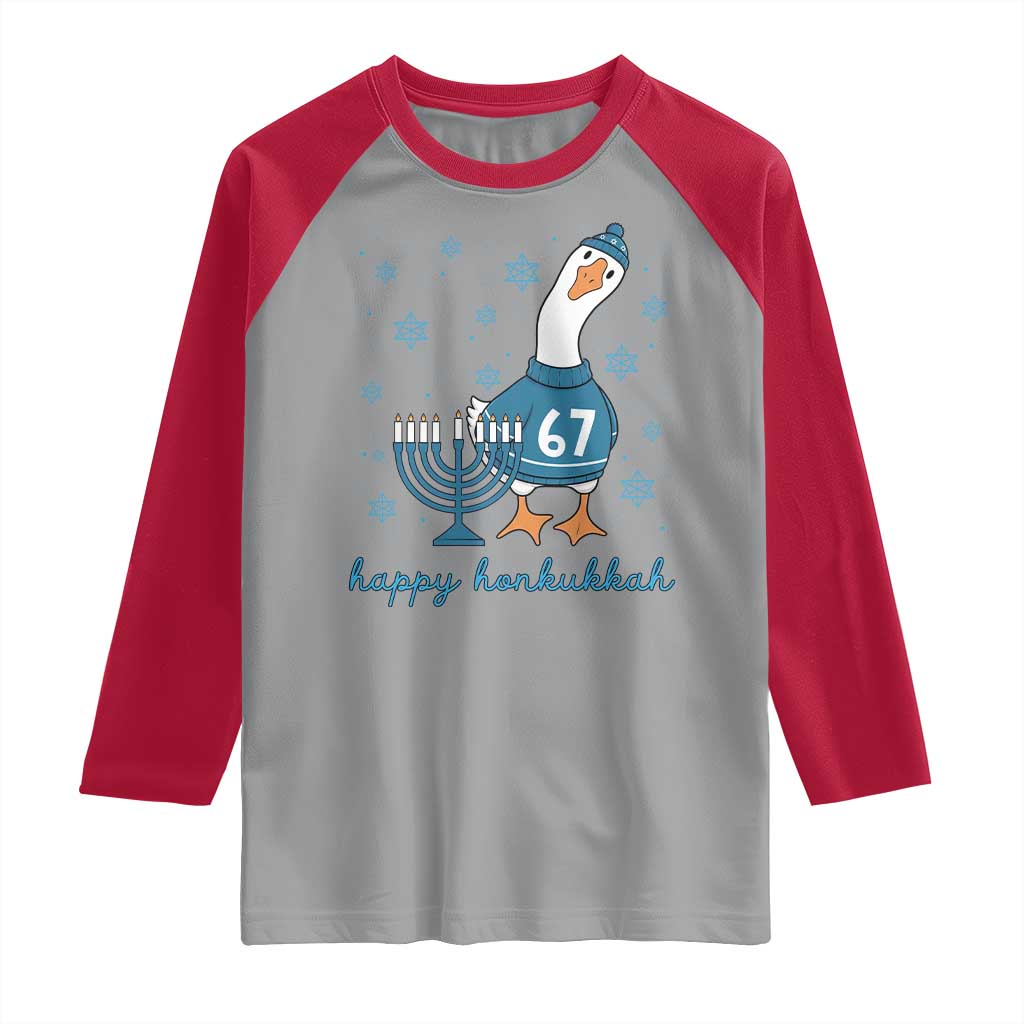 67 Six Seven Silly Goose Hanukkah Meme Raglan Shirt Happy Honkukkah TS14 Sport Gray Red Print Your Wear