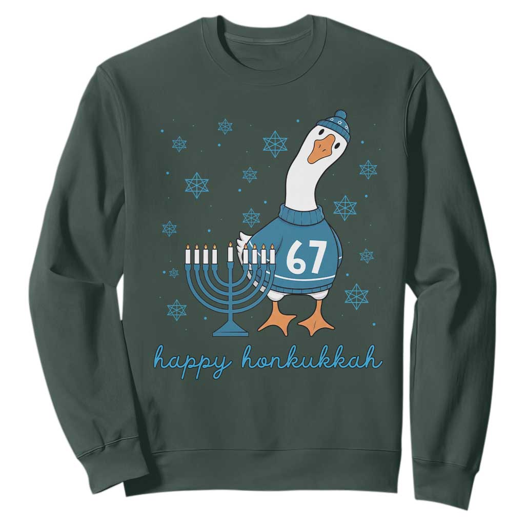 67 Six Seven Silly Goose Hanukkah Meme Sweatshirt Happy Honkukkah TS14 Dark Forest Green Print Your Wear