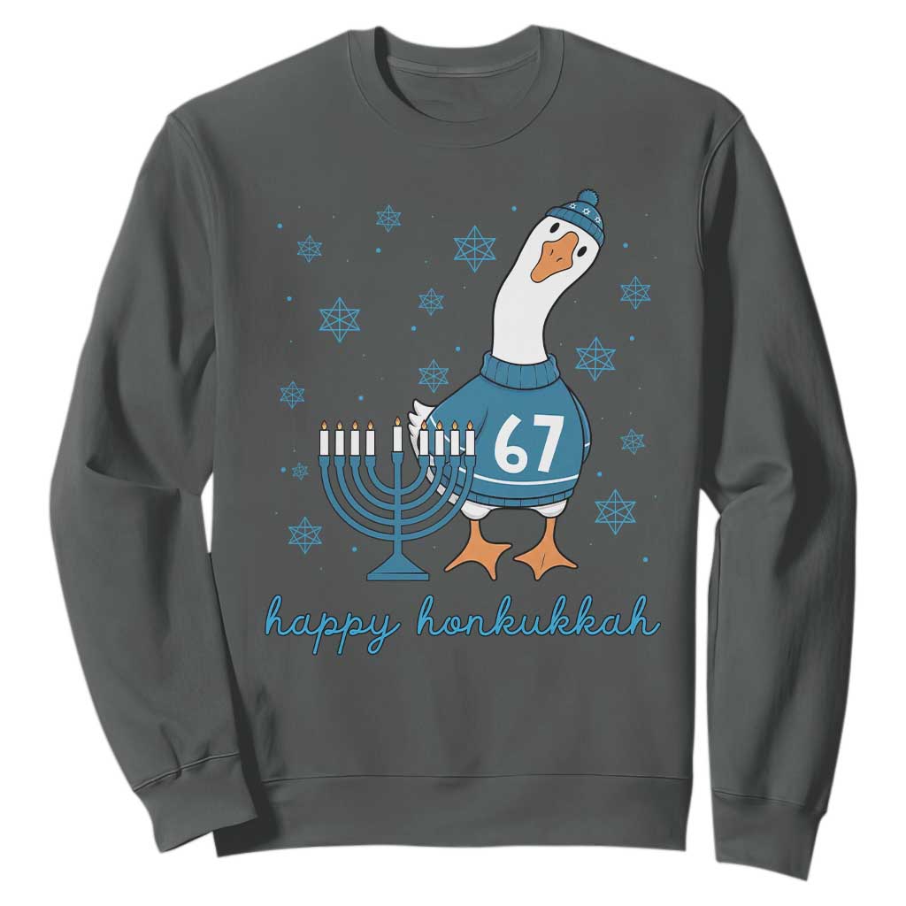 67 Six Seven Silly Goose Hanukkah Meme Sweatshirt Happy Honkukkah TS14 Dark Heather Print Your Wear