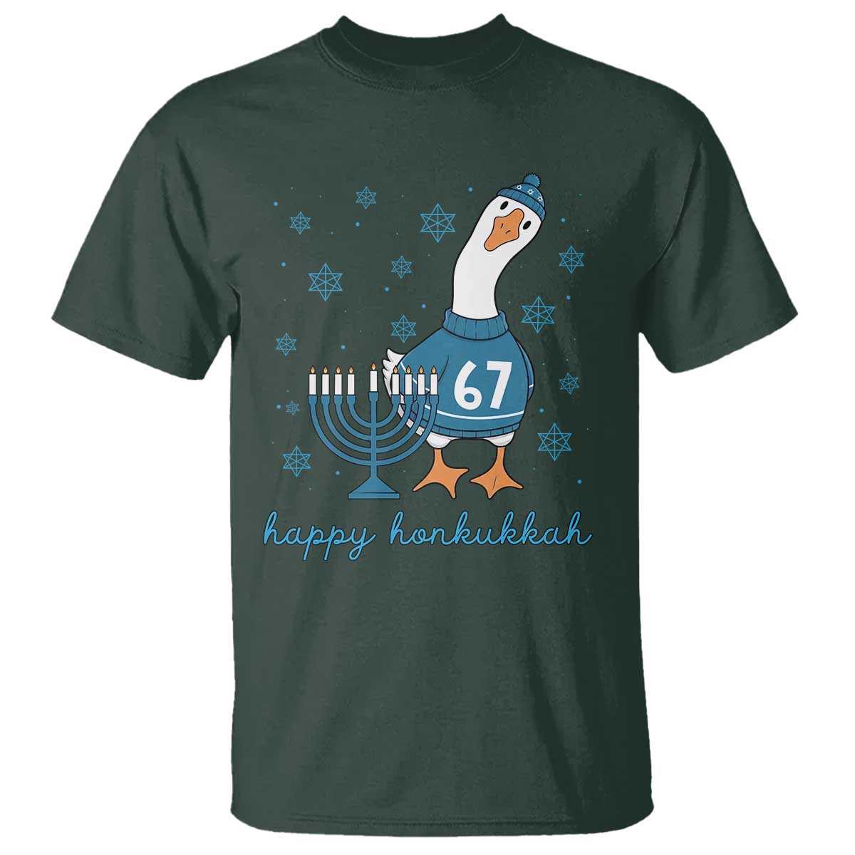 67 Six Seven Silly Goose Hanukkah Meme T Shirt Happy Honkukkah TS14 Dark Forest Green Print Your Wear