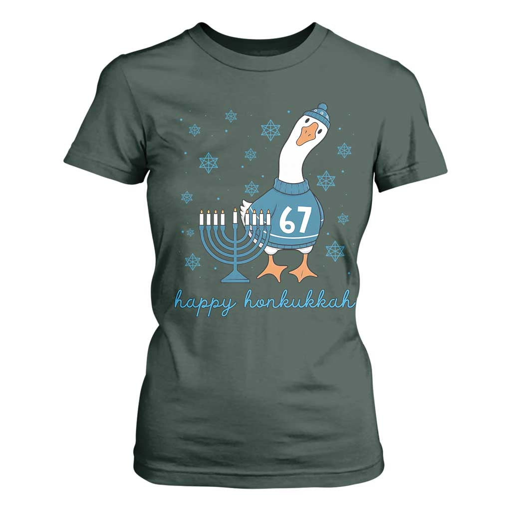 67 Six Seven Silly Goose Hanukkah Meme T Shirt For Women Happy Honkukkah TS14 Dark Forest Green Print Your Wear