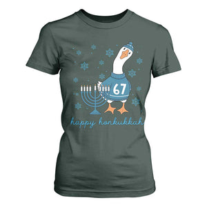 67 Six Seven Silly Goose Hanukkah Meme T Shirt For Women Happy Honkukkah TS14 Dark Forest Green Print Your Wear