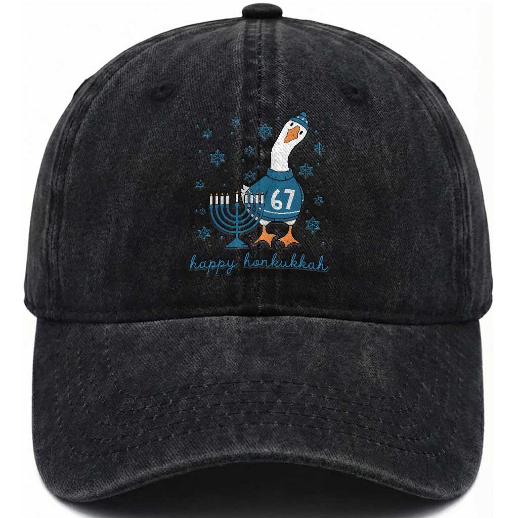 67 Six Seven Silly Goose Hanukkah Meme Washed Cotton Baseball Cap Happy Honkukkah TS14 Washed Cap Universal Fit Black Print Your Wear