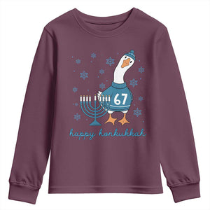 67 Six Seven Silly Goose Hanukkah Meme Youth Sweatshirt Happy Honkukkah TS14 Maroon Print Your Wear