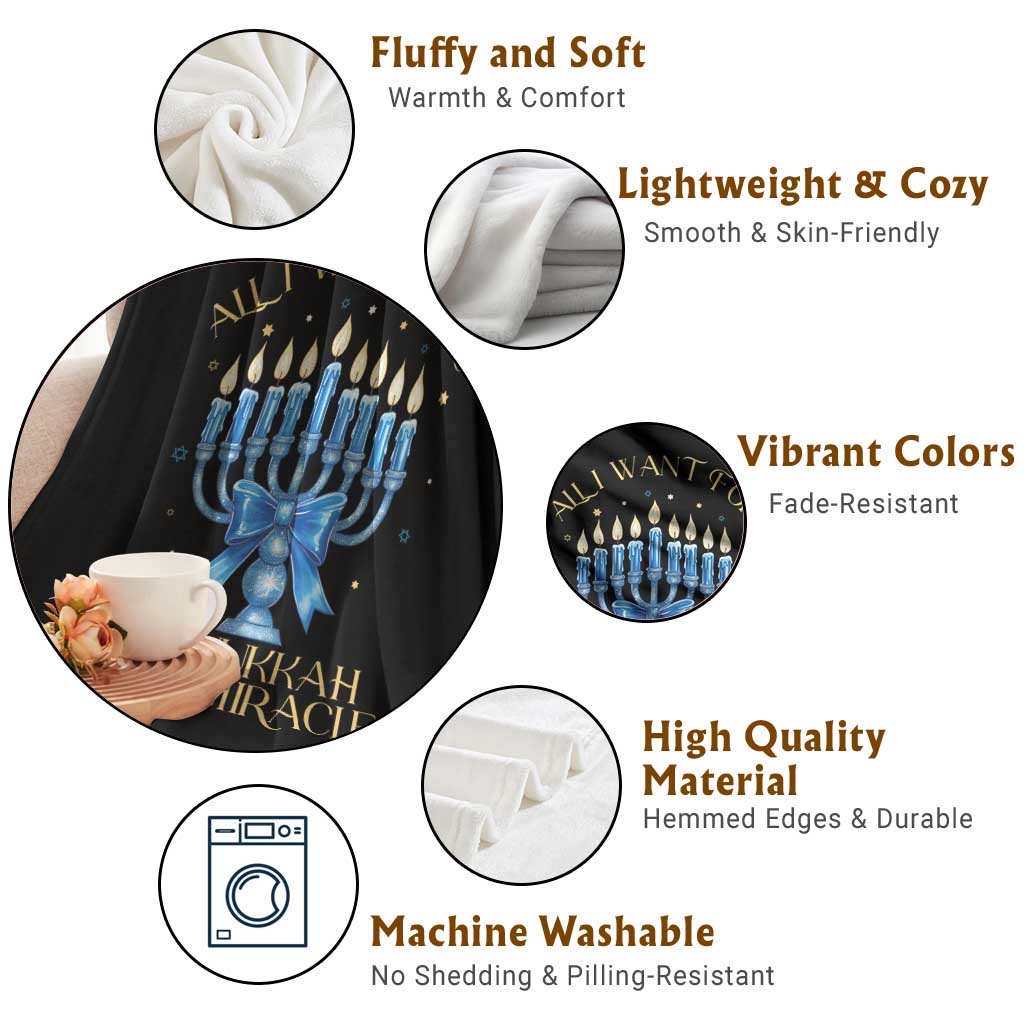 Funny Hanukkah Throw Blanket All I Want For Chanukkah Is A Miracle TS14 Print Your Wear
