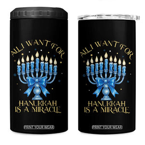 Funny Hanukkah 4 in 1 Can Cooler Tumbler All I Want For Chanukkah Is A Miracle TS14 One Size: 16 oz Black Print Your Wear