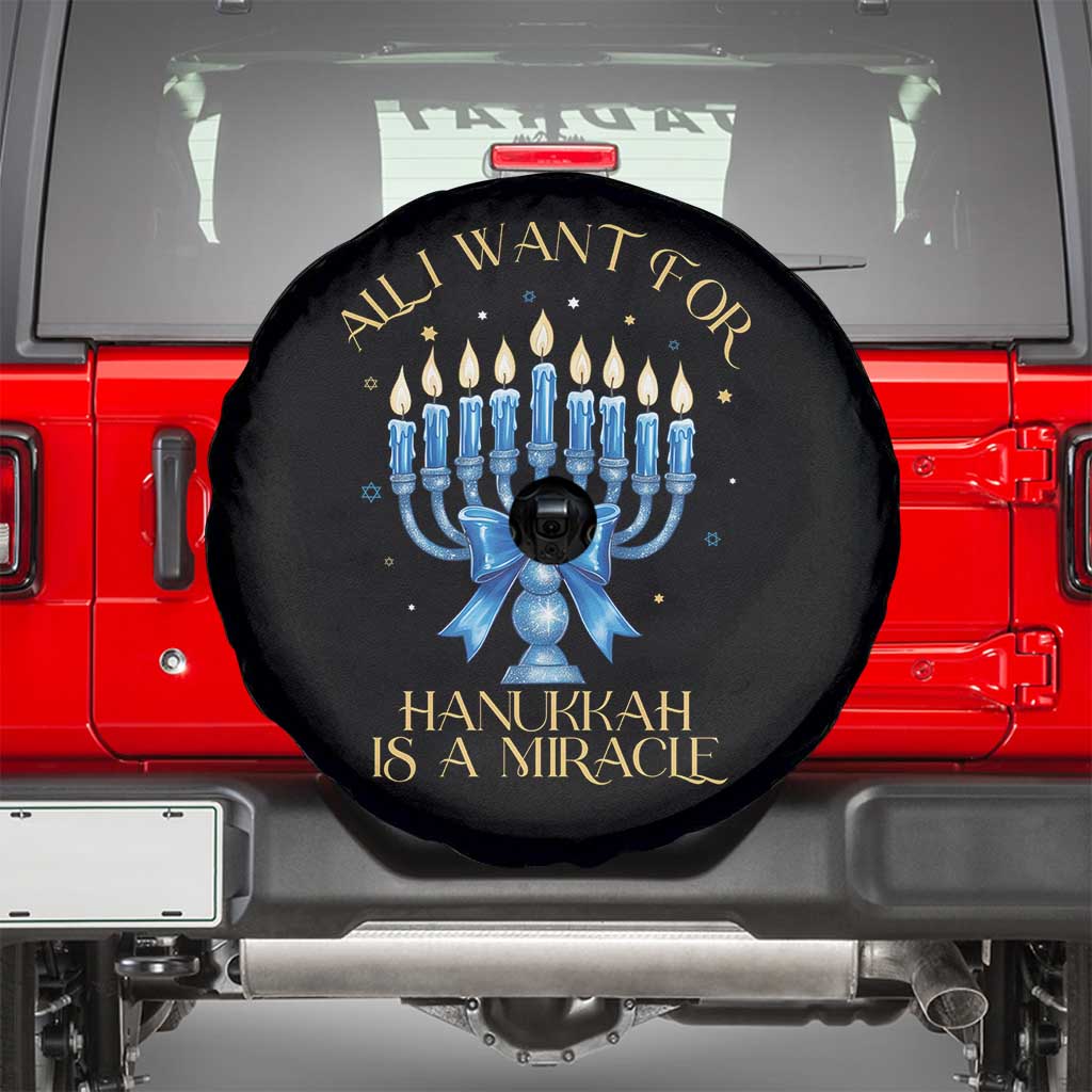 Funny Hanukkah Spare Tire Cover All I Want For Chanukkah Is A Miracle TS14 Black Print Your Wear