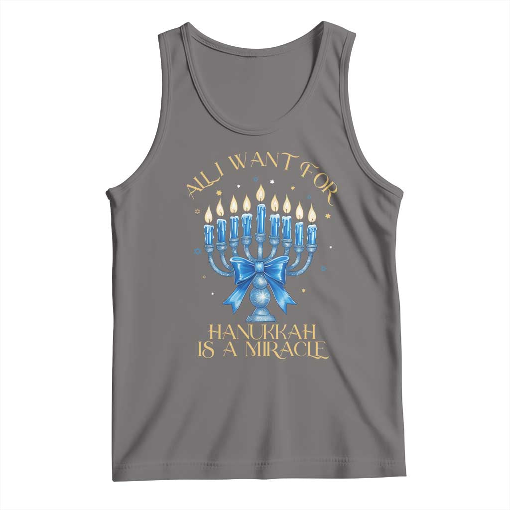 Funny Hanukkah Tank Top All I Want For Chanukkah Is A Miracle TS14 Deep Heather Print Your Wear