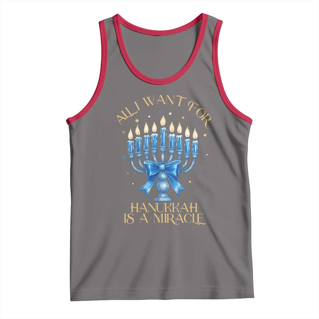 Funny Hanukkah Tank Top All I Want For Chanukkah Is A Miracle TS14 Deep Heather Red Print Your Wear