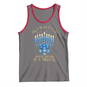 Funny Hanukkah Tank Top All I Want For Chanukkah Is A Miracle TS14 Deep Heather Red Print Your Wear