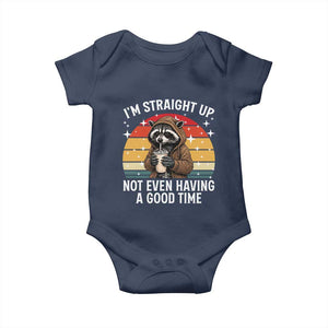 Funny Raccoon Meme Baby Onesie I Am Straight Up Not Even Having A Good Time TS14 Navy Print Your Wear