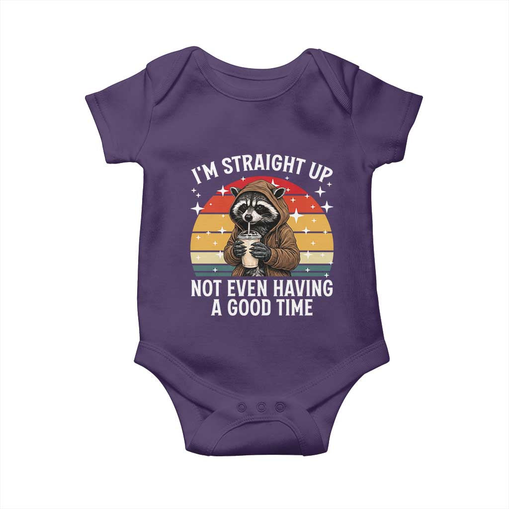 Funny Raccoon Meme Baby Onesie I Am Straight Up Not Even Having A Good Time TS14 Purple Print Your Wear
