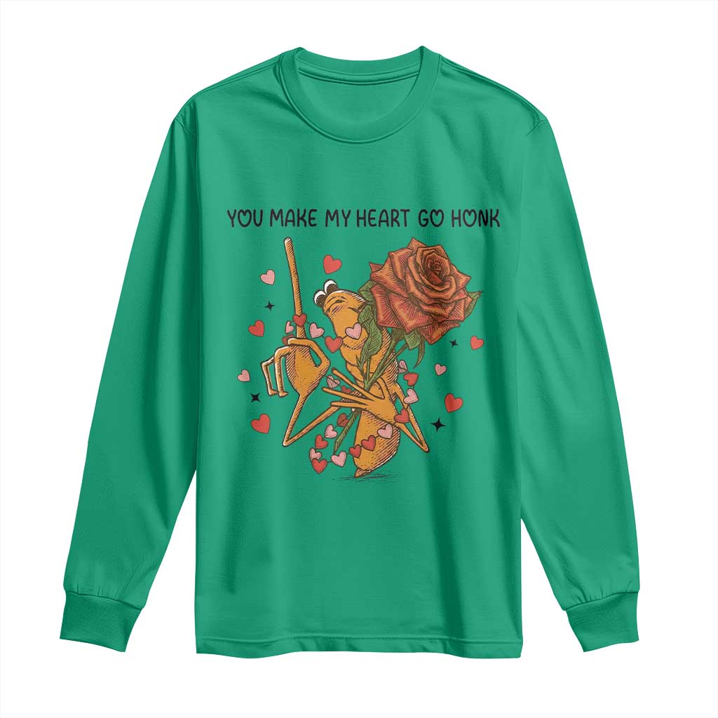 Marcus The Worm Valentine Meme Long Sleeve Shirt You Make My Heart Go Honk TS14 Irish Green Print Your Wear