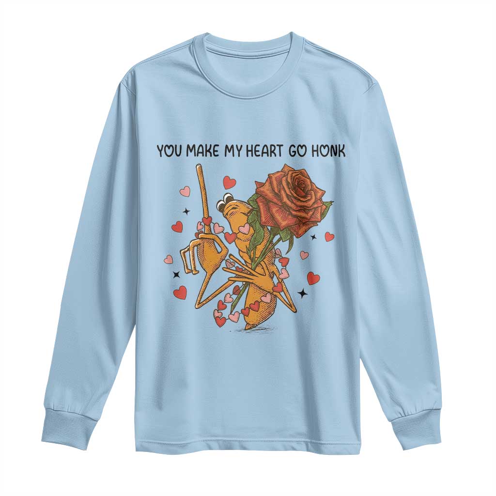 Marcus The Worm Valentine Meme Long Sleeve Shirt You Make My Heart Go Honk TS14 Light Blue Print Your Wear