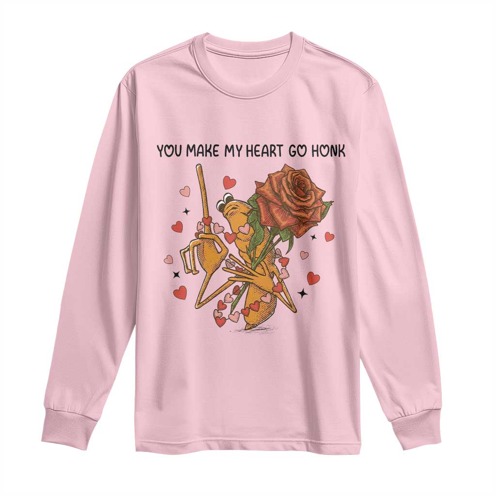 Marcus The Worm Valentine Meme Long Sleeve Shirt You Make My Heart Go Honk TS14 Light Pink Print Your Wear
