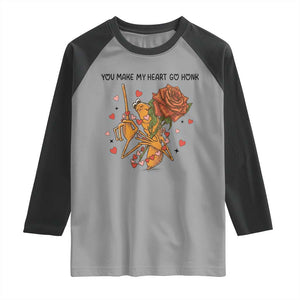 Marcus The Worm Valentine Meme Raglan Shirt You Make My Heart Go Honk TS14 Sport Gray Black Print Your Wear