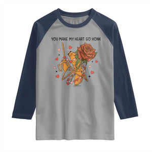 Marcus The Worm Valentine Meme Raglan Shirt You Make My Heart Go Honk TS14 Sport Gray Navy Print Your Wear
