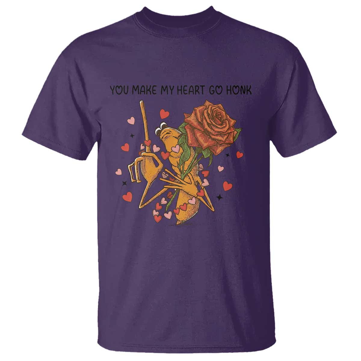 Marcus The Worm Valentine Meme T Shirt You Make My Heart Go Honk TS14 Purple Print Your Wear