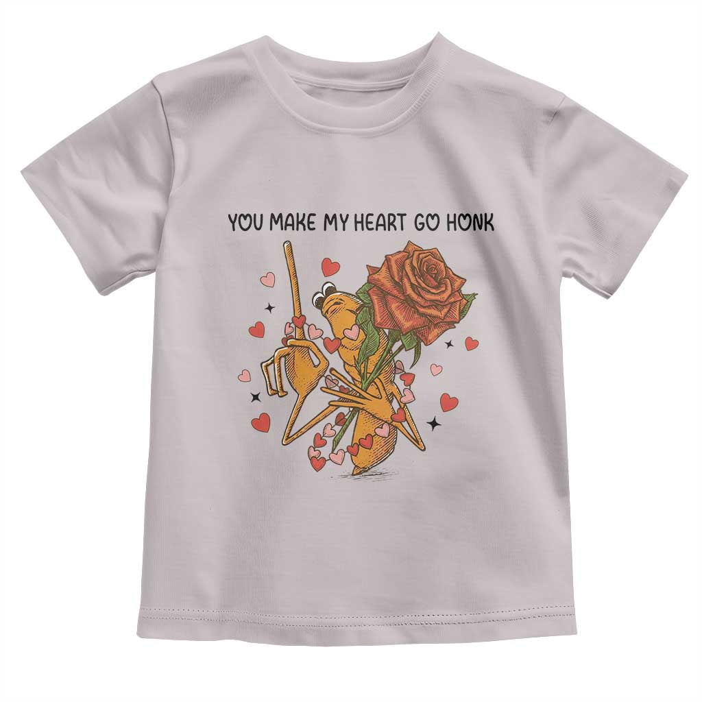 Marcus The Worm Valentine Meme Toddler T Shirt You Make My Heart Go Honk TS14 Ice Gray Print Your Wear