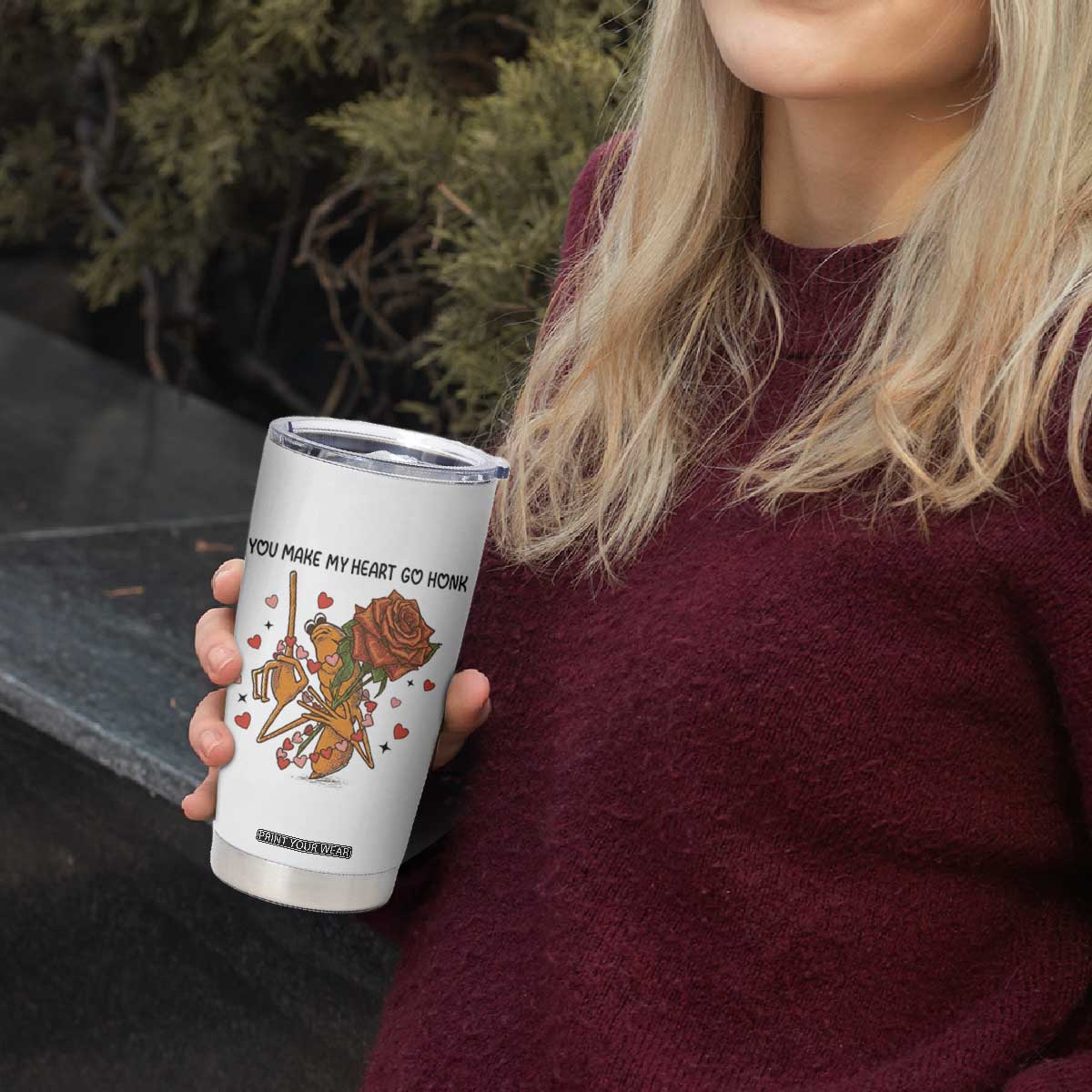 Marcus The Worm Valentine Meme Tumbler Cup You Make My Heart Go Honk TS14 Print Your Wear