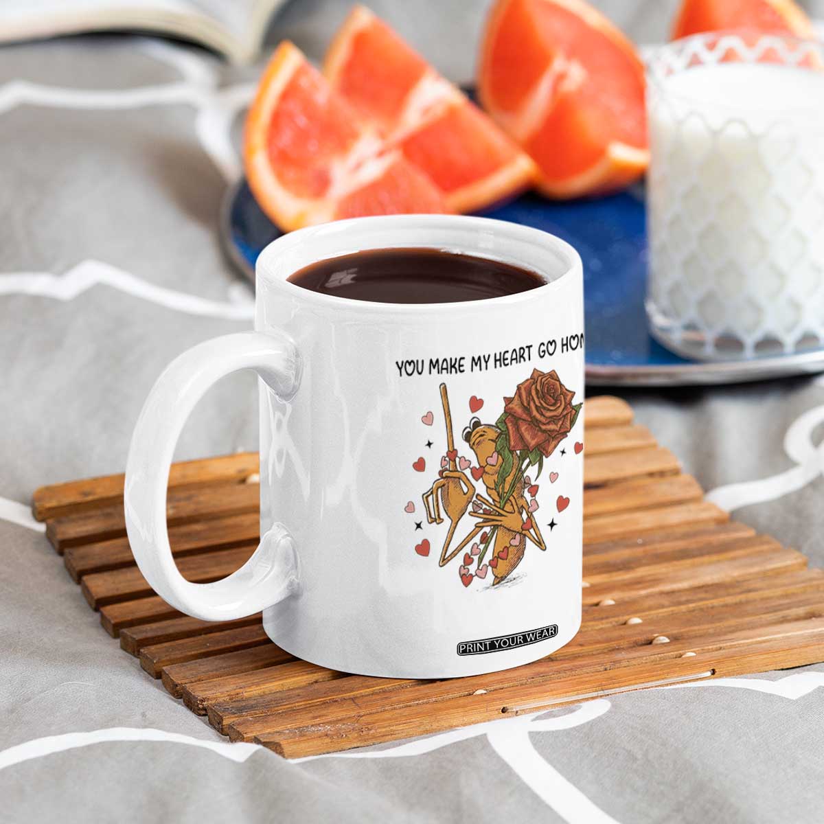 Marcus The Worm Valentine Meme Coffee Mug You Make My Heart Go Honk TS14 Print Your Wear