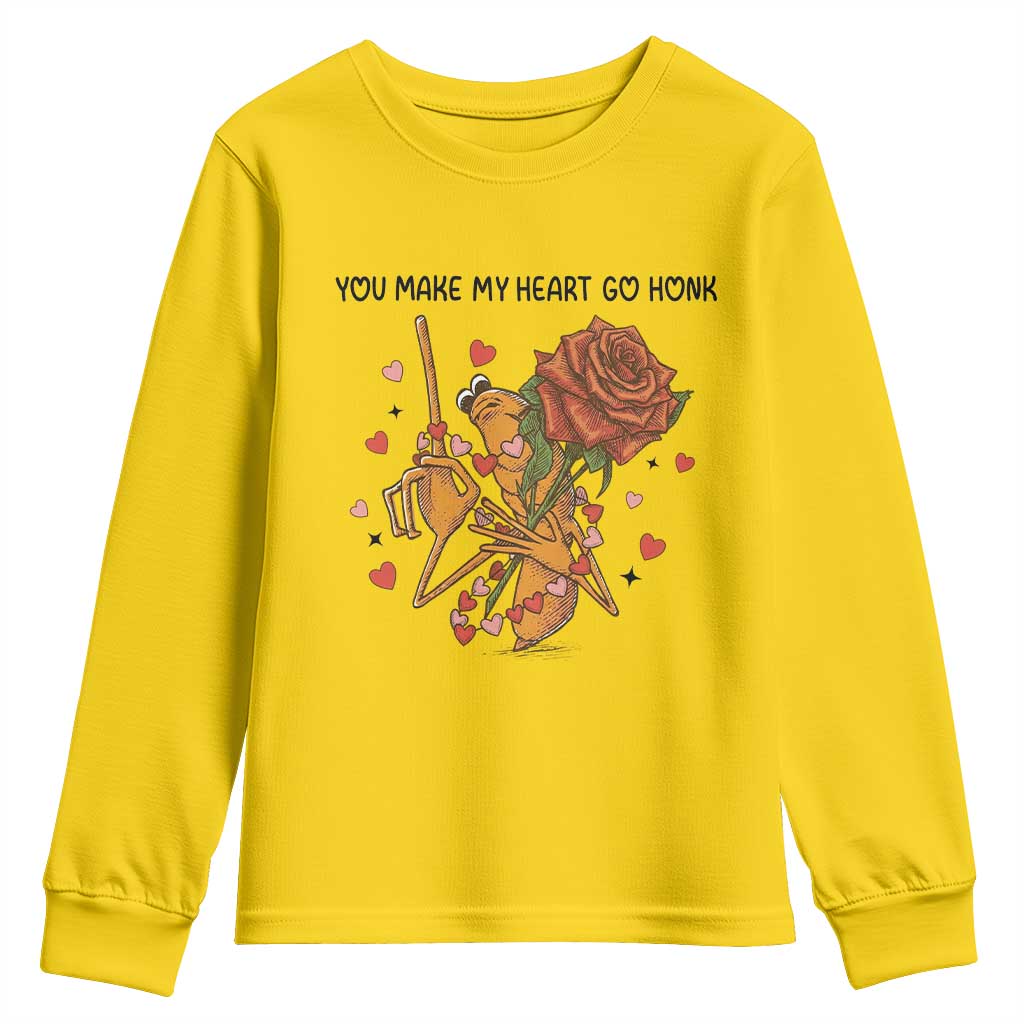 Marcus The Worm Valentine Meme Youth Sweatshirt You Make My Heart Go Honk TS14 Daisy Print Your Wear