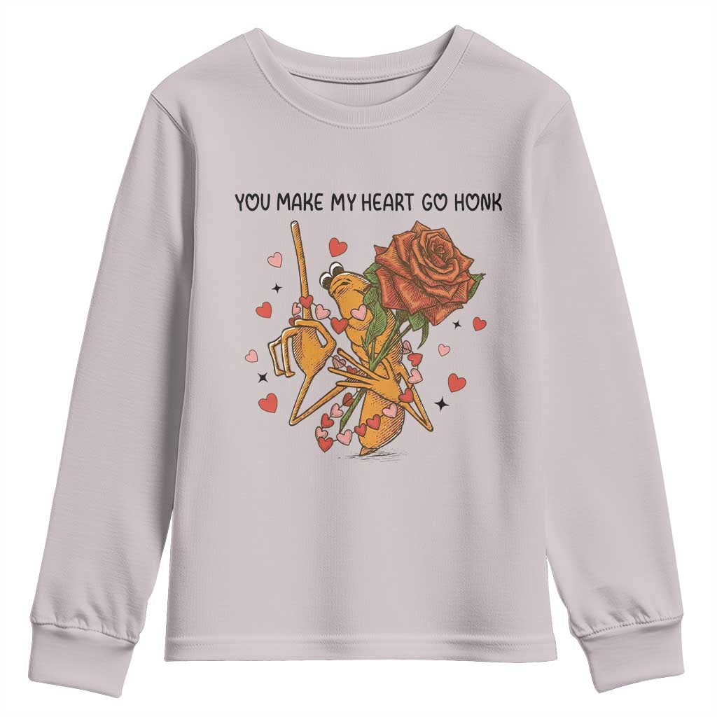 Marcus The Worm Valentine Meme Youth Sweatshirt You Make My Heart Go Honk TS14 Ice Gray Print Your Wear