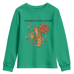 Marcus The Worm Valentine Meme Youth Sweatshirt You Make My Heart Go Honk TS14 Irish Green Print Your Wear