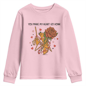 Marcus The Worm Valentine Meme Youth Sweatshirt You Make My Heart Go Honk TS14 Light Pink Print Your Wear