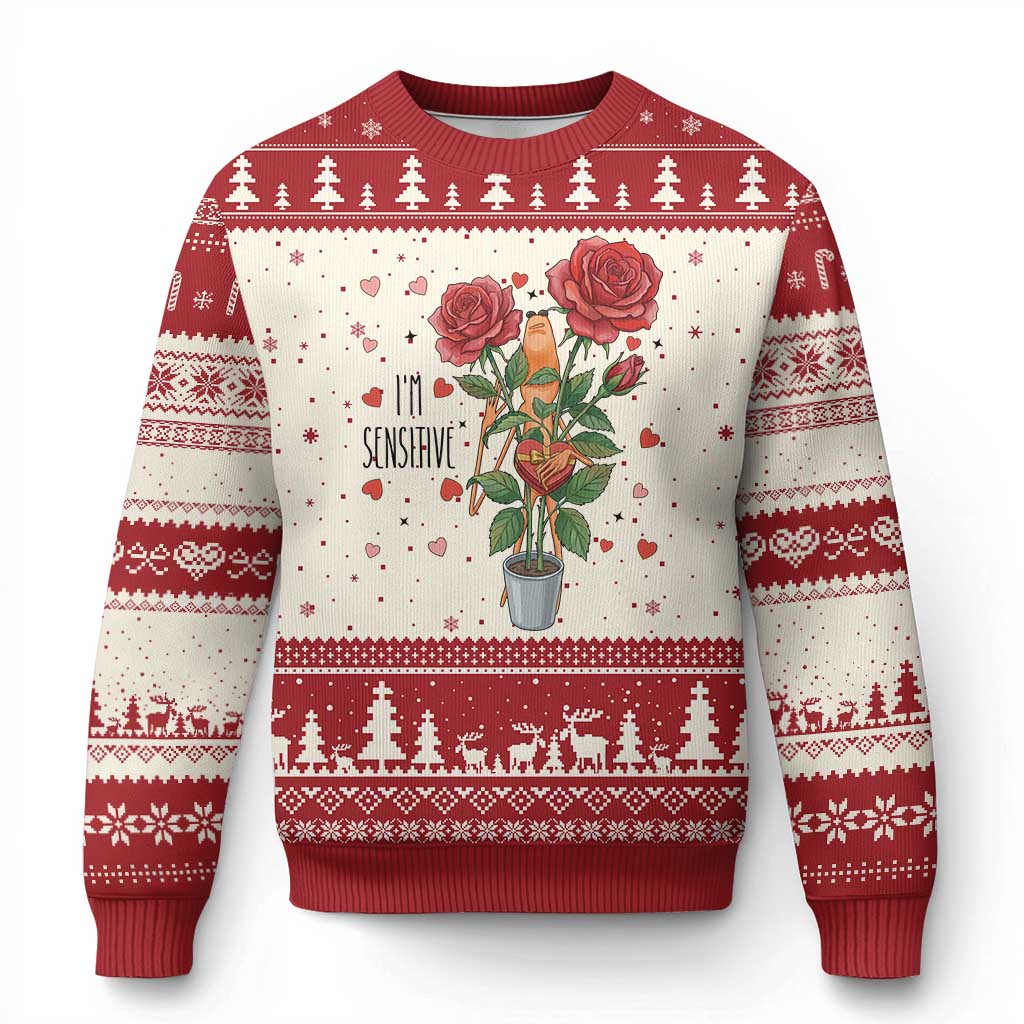 Marcus The Worm Valentine Meme Ugly Christmas Sweater I Am Senstive TS14 Beige Red Print Your Wear