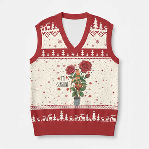 Marcus The Worm Valentine Meme V-Neck Knit Sweater Vest I Am Senstive TS14 Beige Red Print Your Wear