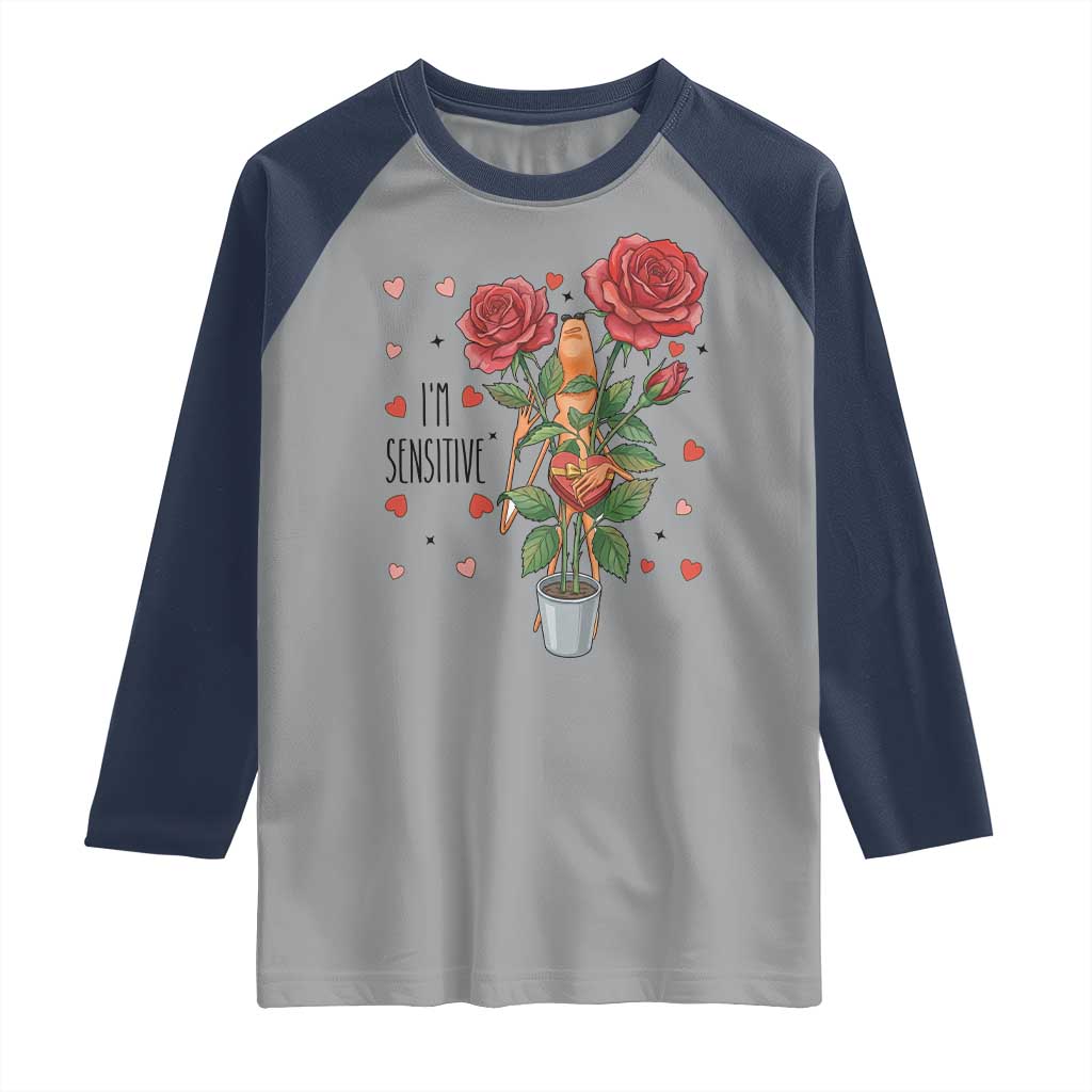 Marcus The Worm Valentine Meme Raglan Shirt I Am Senstive TS14 Sport Gray Navy Print Your Wear