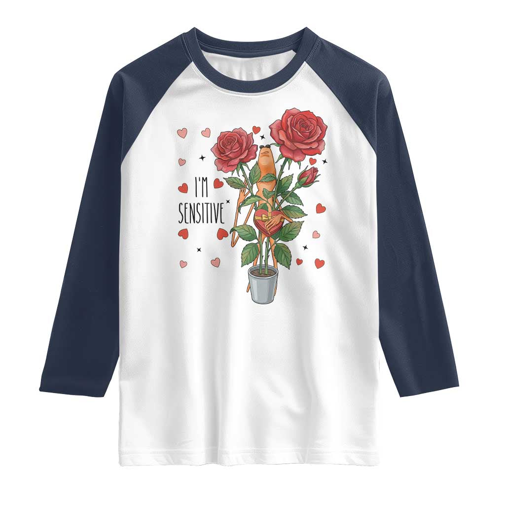 Marcus The Worm Valentine Meme Raglan Shirt I Am Senstive TS14 White Navy Print Your Wear
