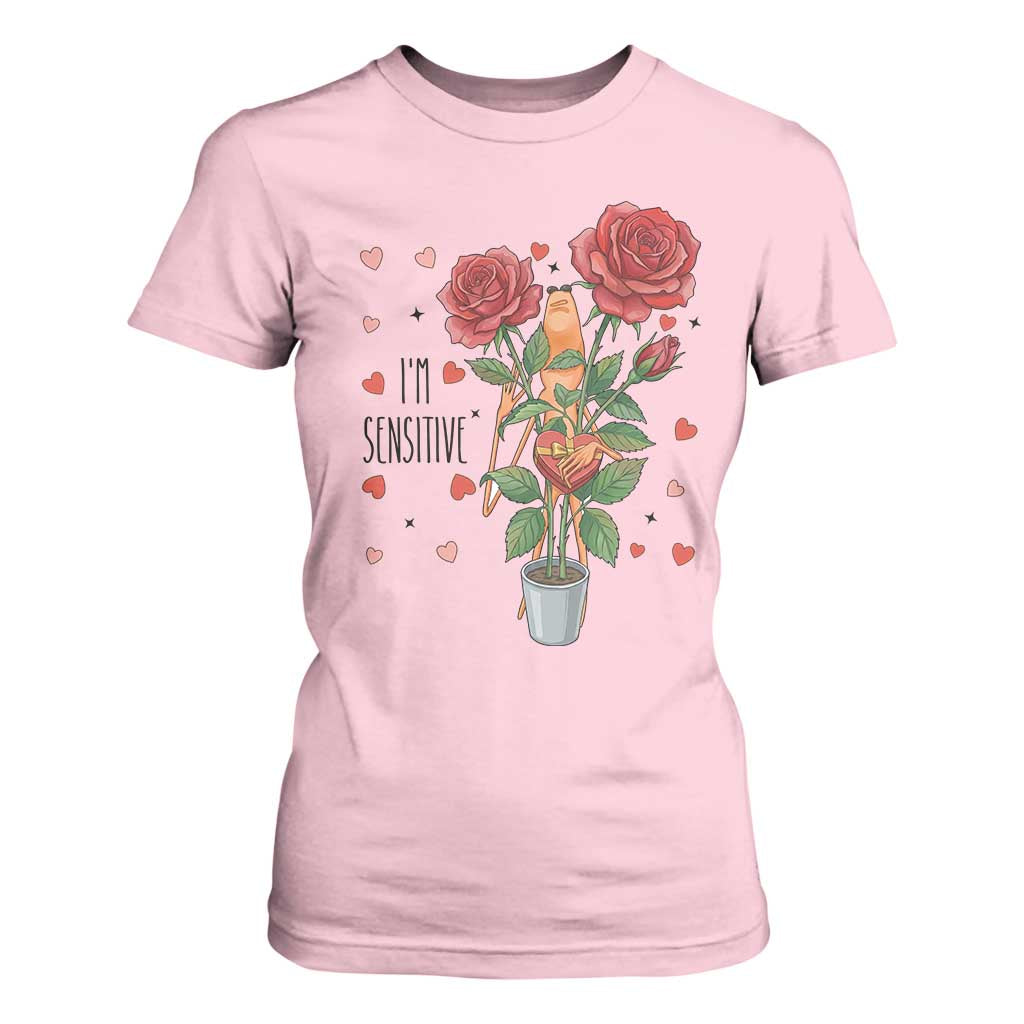 Marcus The Worm Valentine Meme T Shirt For Women I Am Senstive TS14 Light Pink Print Your Wear