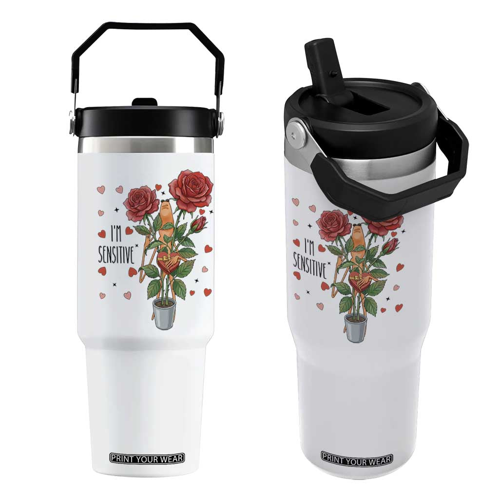 Marcus The Worm Valentine Meme Flip Straw Tumbler I Am Senstive TS14 One Size: 30 oz White Print Your Wear