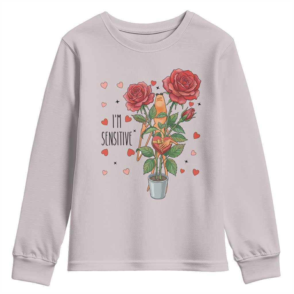 Marcus The Worm Valentine Meme Youth Sweatshirt I Am Senstive TS14 Ice Gray Print Your Wear