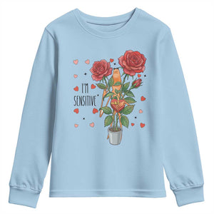 Marcus The Worm Valentine Meme Youth Sweatshirt I Am Senstive TS14 Light Blue Print Your Wear
