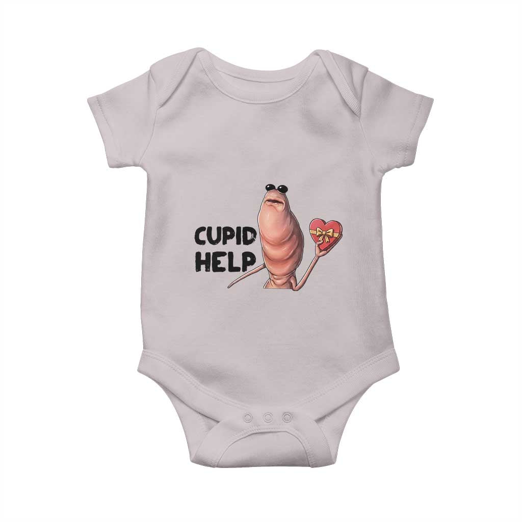 Marcus The Worm Valentine Meme Baby Onesie Cupid Help TS14 Ice Gray Print Your Wear