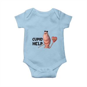 Marcus The Worm Valentine Meme Baby Onesie Cupid Help TS14 Light Blue Print Your Wear