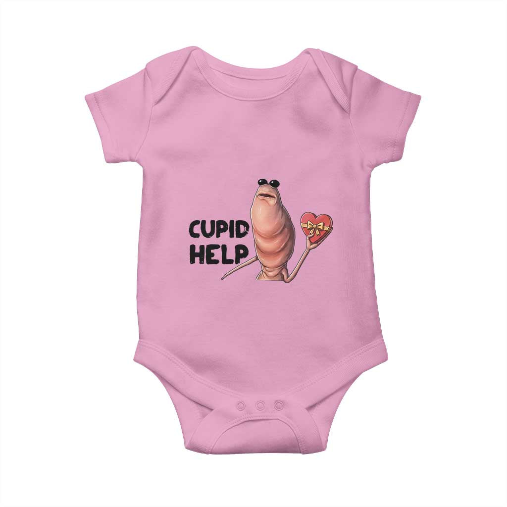Marcus The Worm Valentine Meme Baby Onesie Cupid Help TS14 Light Pink Print Your Wear