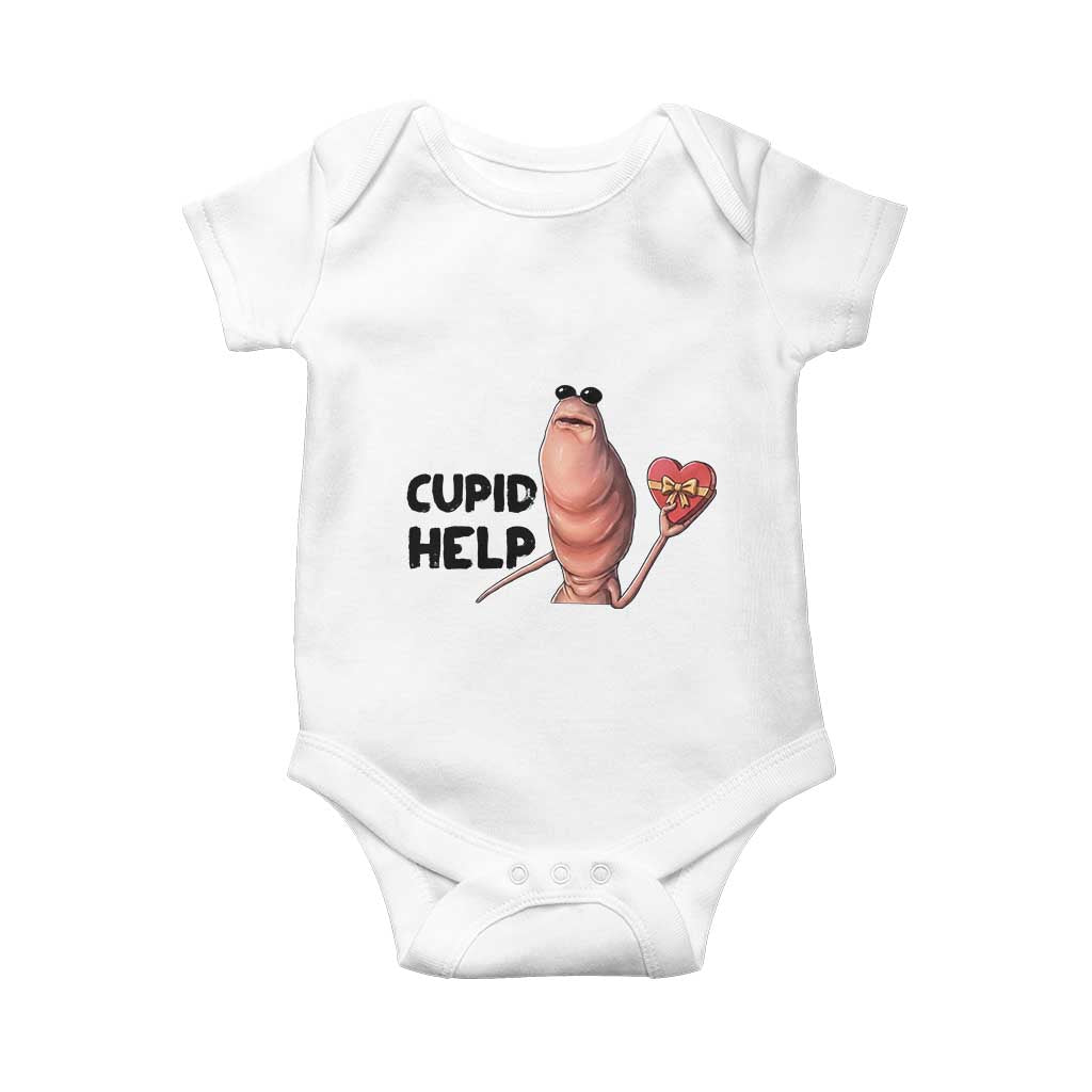 Marcus The Worm Valentine Meme Baby Onesie Cupid Help TS14 White Print Your Wear