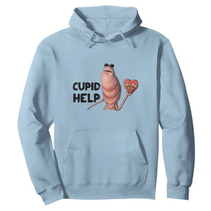 Marcus The Worm Valentine Meme Hoodie Cupid Help TS14 Light Blue Print Your Wear