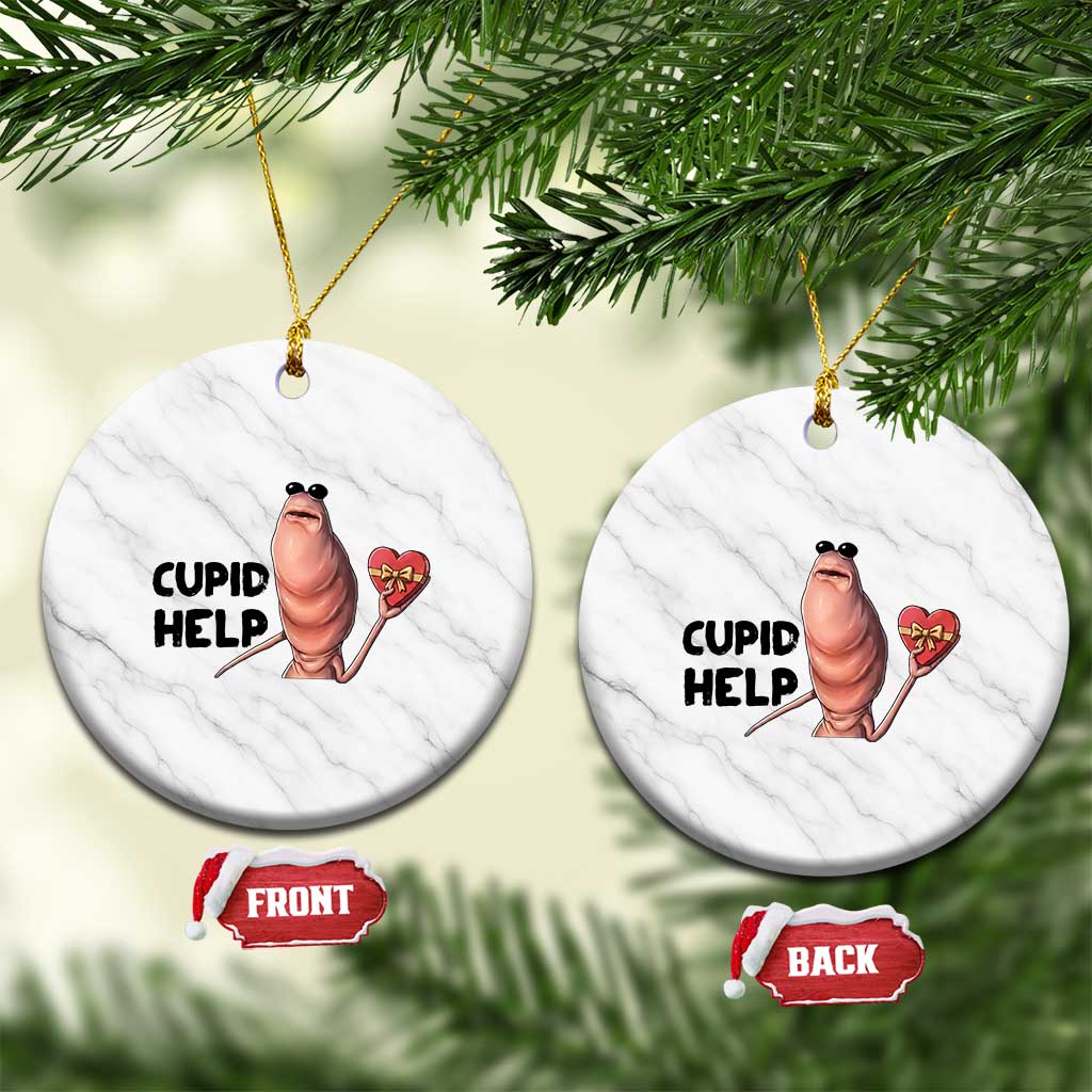 Marcus The Worm Valentine Meme Ceramic Ornament Cupid Help TS14 1pc White Marble Print Your Wear